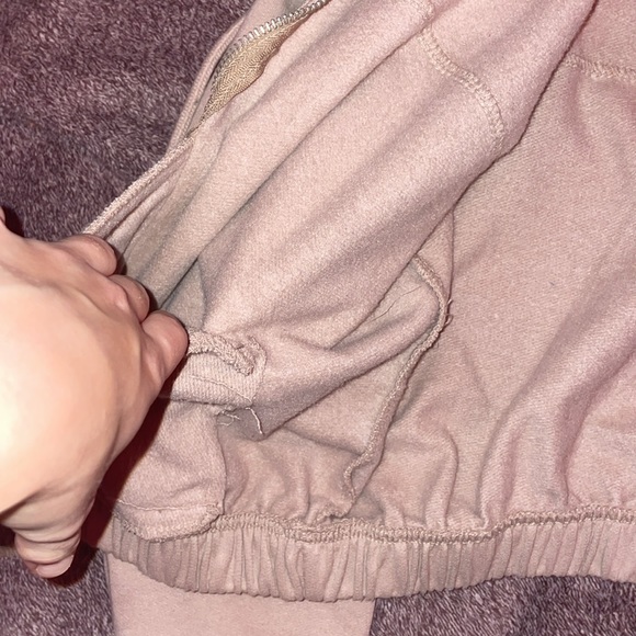 Medium Tan Ashley Vintage Charm Crop Top Zip-up Hoodie - Picture 4 of 4